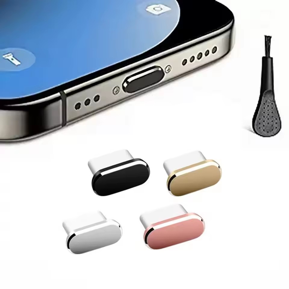 Travel Plug Type C - 4 Stück USB-C Staubschutzkappen mit Reinigungsbürste,