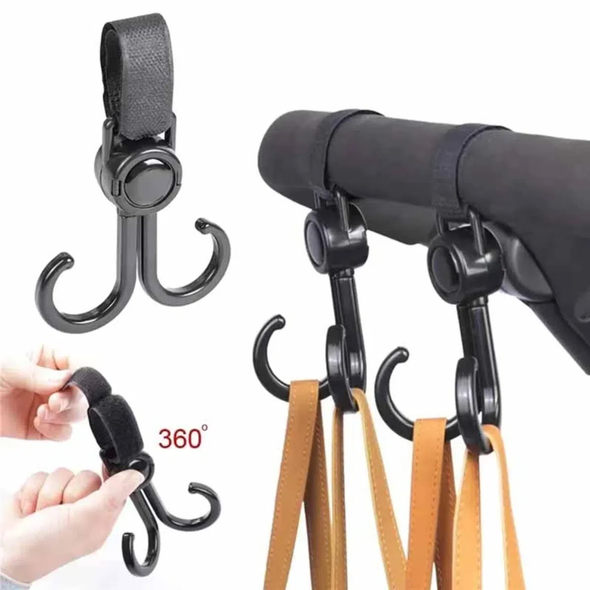 Travel Accessories Baby - Drehbare Doppelhaken für Kinderwagen, Reisezubehör, Einkaufsstütze,