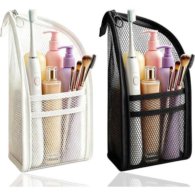 Travel Accessories Organizer - Netz-Kulturtasche, atmungsaktiv, schnell trocknend, vertikaler Zahnbürstenhalter,