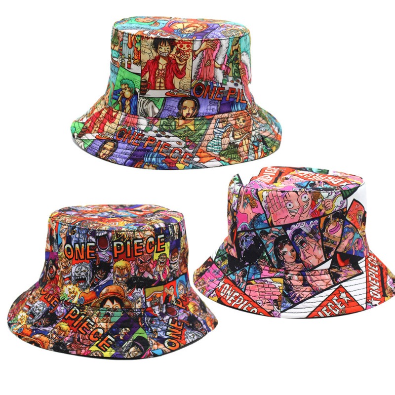 Travel Accessories Japan - Niedlicher Cartoon-Piraten-Print Bucket Hat im Kawaii-Anime-Stil,
