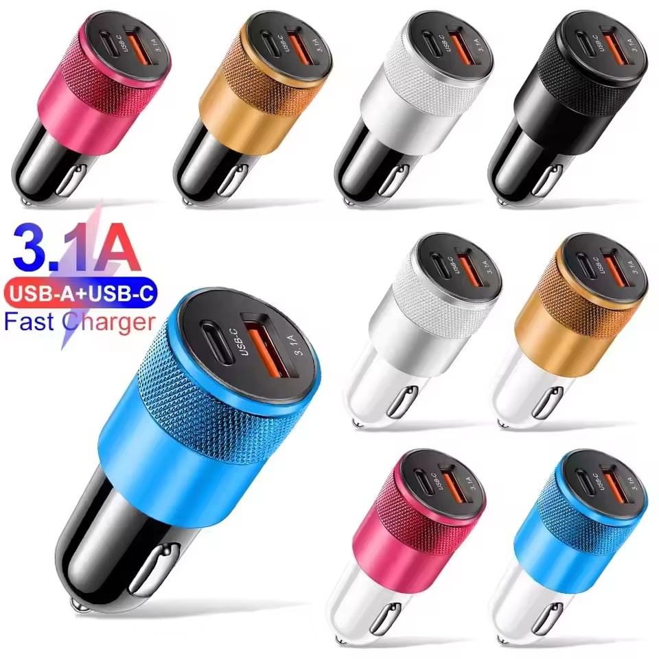 Travel Plug Type C - 3.1A USB-Autoladegerät Typ C Schnelllade-Telefonadapter für