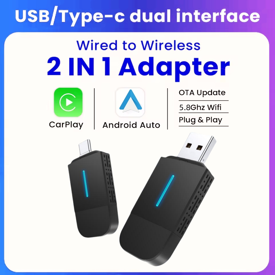 Travel Plug Type C - ANYFAR Dual-Interface Wireless CarPlay Android Auto