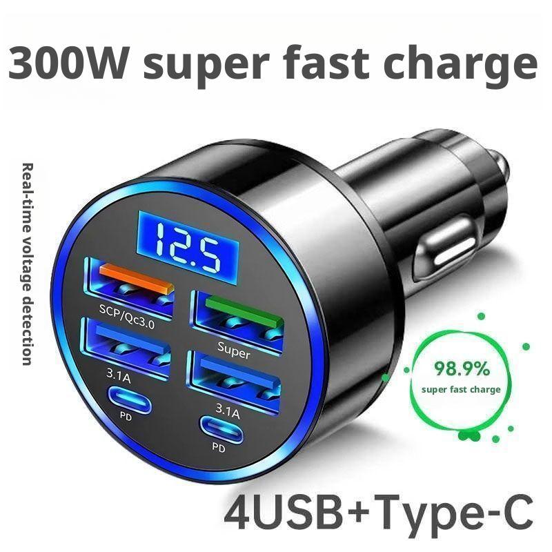 Travel Plug Type C - 300 W PD-Autoladegerät, 6 Anschlüsse, schnelles
