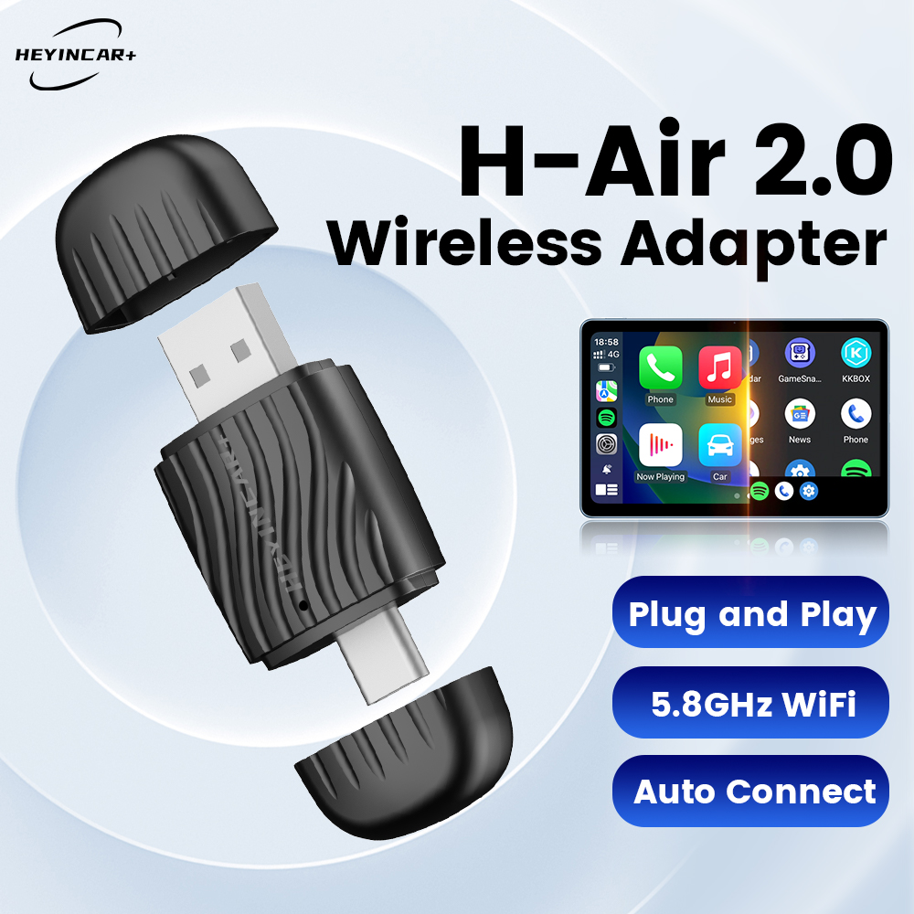 Travel Plug Type C - HEYINCAR 2-in-1 Schnittstelle Kabelloser CarPlay/Android Auto