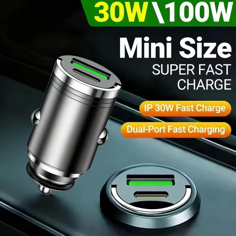 Travel Plug Type C - 100W PD USB-Autoladegerät mit Schnellaufladung für