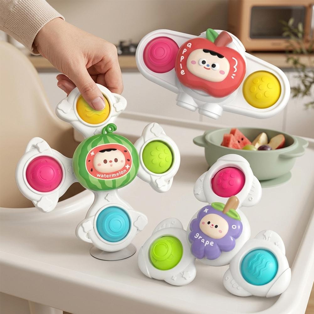Travel Accessories Baby - 3-teiliges Baby-Saugnapf-Fidget-Spinner-Set für Esstisch, Bad, Fenster,