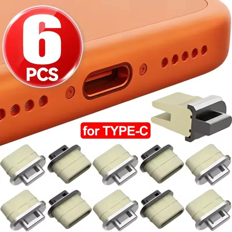Travel Plug Type C - 6-1 Stück Anti-Staub-Stecker Transparenter Ladeanschluss DIY-Staubstecker