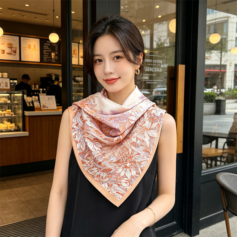 Travel Accessories Gifts - Weicher Seidenschal für Damen, quadratische Bandanas,